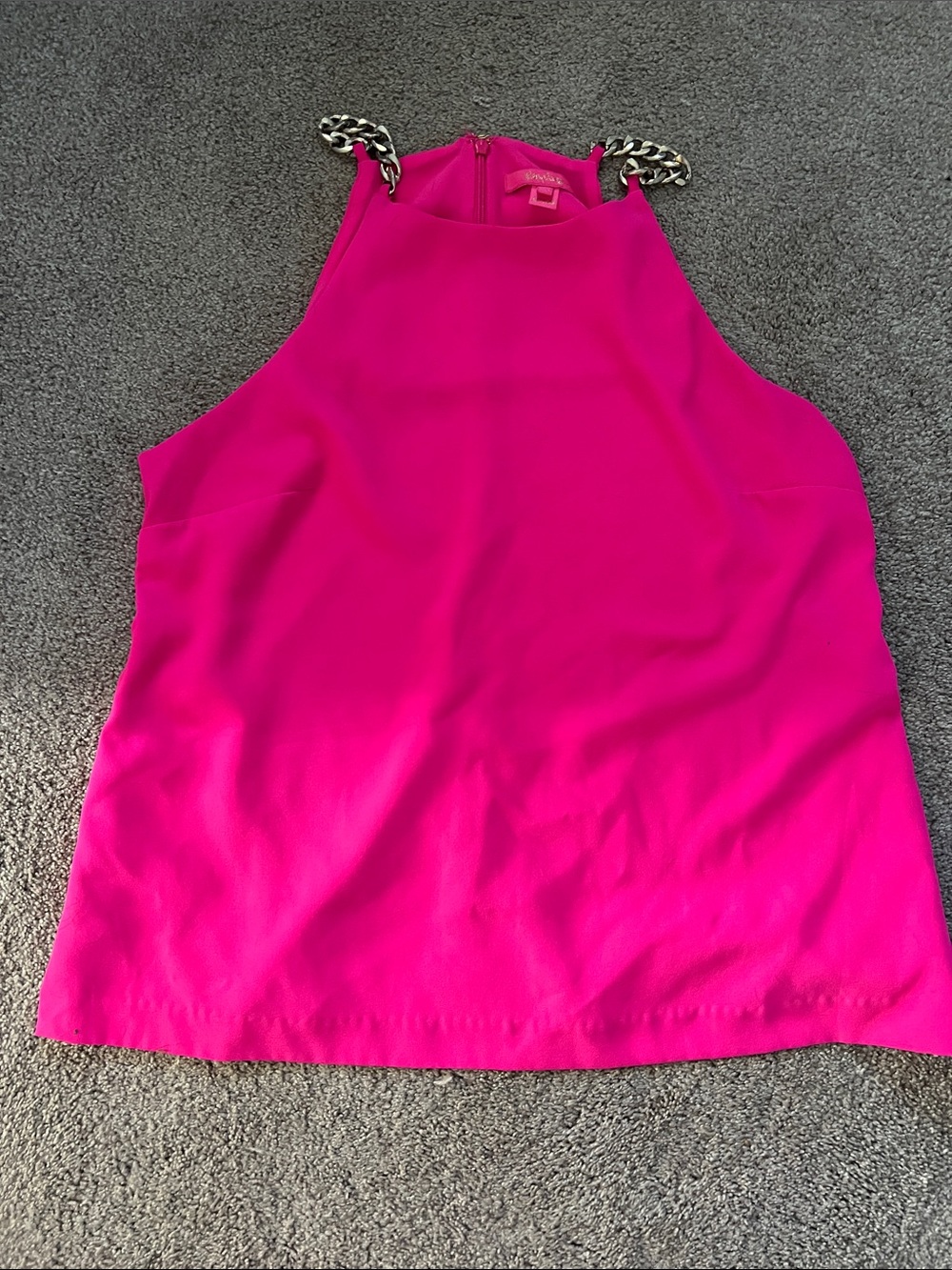 Lilly Pulitzer Hot Pink Halter Camisole with Silver Chain Straps